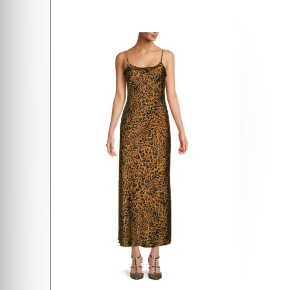 Cheetah Print Satin Maxi Slip Dress